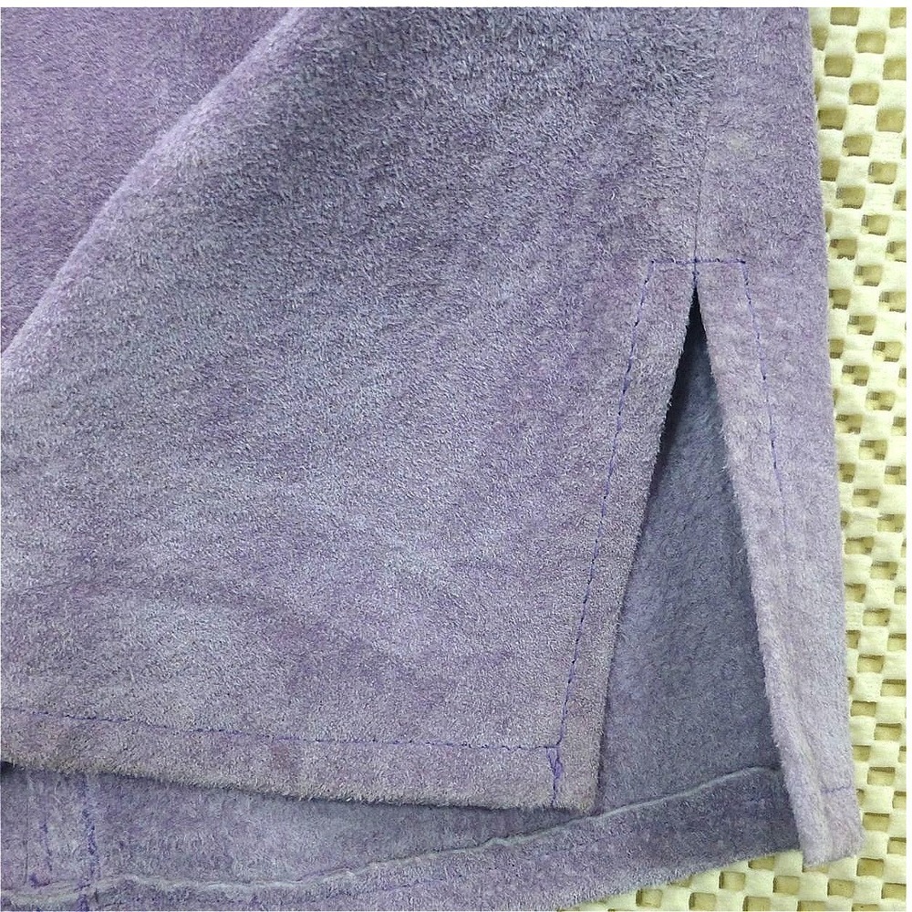A.M.I. Womens Purple Suede Leather Button Up Shirt Long Sleeve Jacket Style 244S - Picture 7 of 13